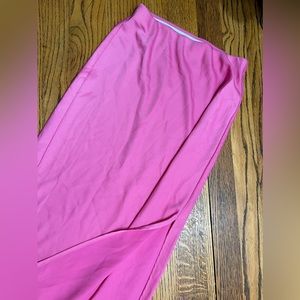 Straight pink silk skirt